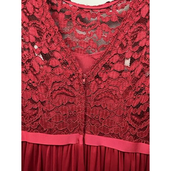 Davids Bridal Bridesmaid Dress Womens 2‎ Red Lace Bodice Chiffon Maxi F19328 - Picture 8 of 9